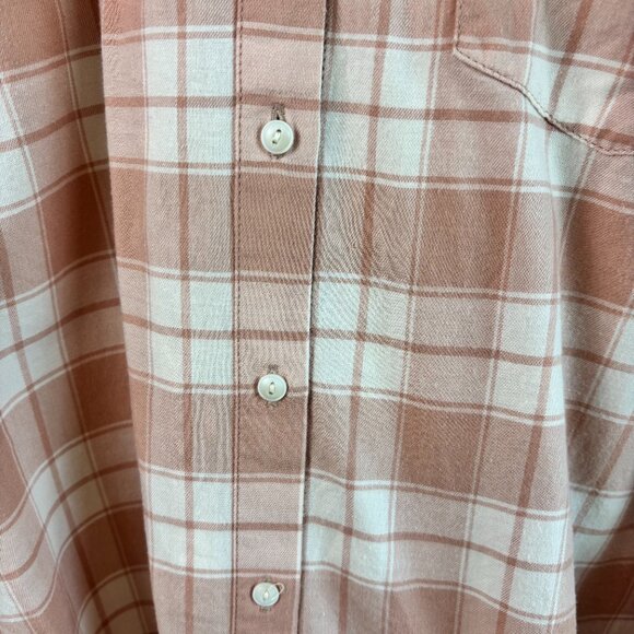 Madewell Shirt Peach Plaid Cotton Button-Down Long Sleeve Size L - Picture 5 of 6